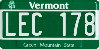 VT license plate LEC178