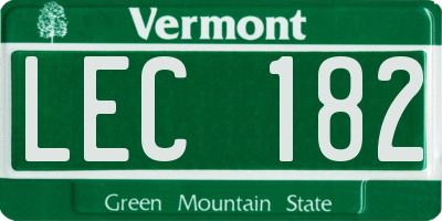 VT license plate LEC182