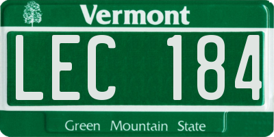 VT license plate LEC184