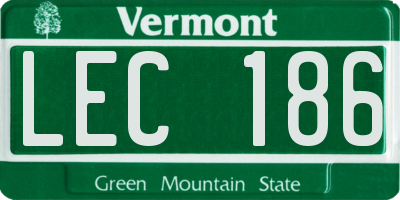 VT license plate LEC186