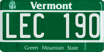 VT license plate LEC190