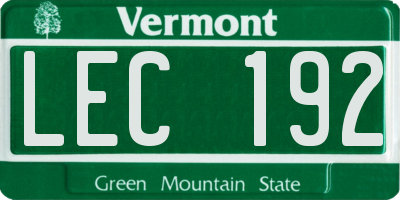 VT license plate LEC192