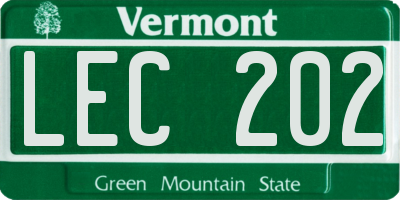 VT license plate LEC202