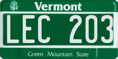 VT license plate LEC203