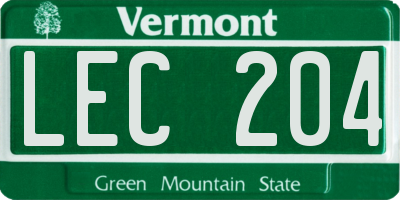 VT license plate LEC204