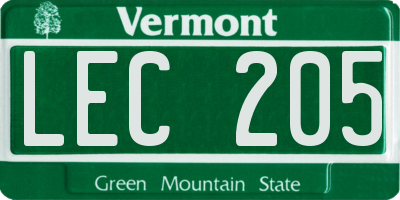VT license plate LEC205