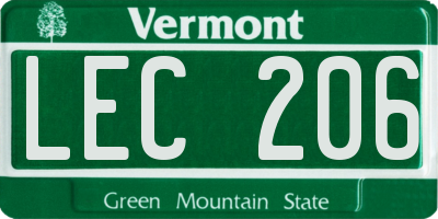 VT license plate LEC206