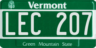 VT license plate LEC207