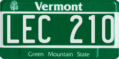 VT license plate LEC210