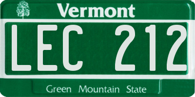 VT license plate LEC212