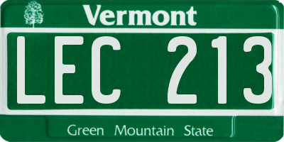 VT license plate LEC213