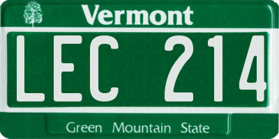 VT license plate LEC214