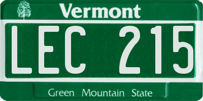 VT license plate LEC215