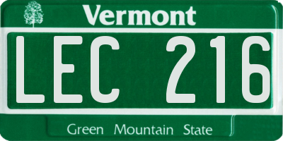 VT license plate LEC216