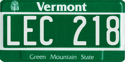 VT license plate LEC218
