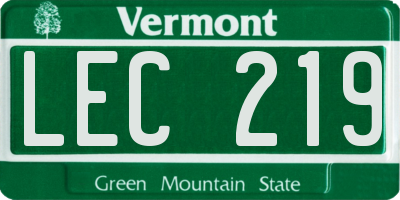 VT license plate LEC219