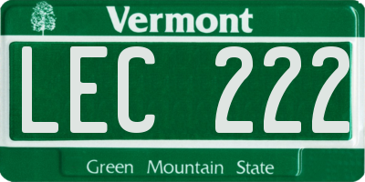 VT license plate LEC222
