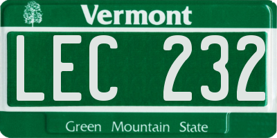 VT license plate LEC232