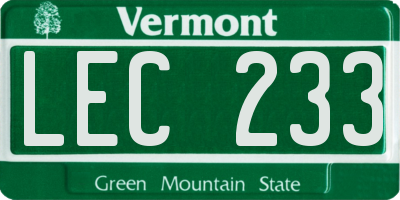 VT license plate LEC233