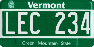 VT license plate LEC234