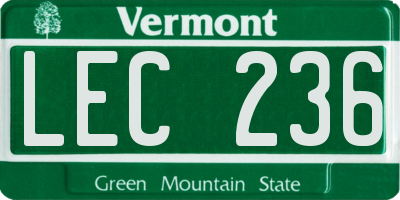 VT license plate LEC236