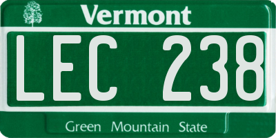VT license plate LEC238