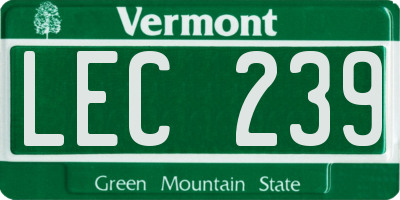 VT license plate LEC239