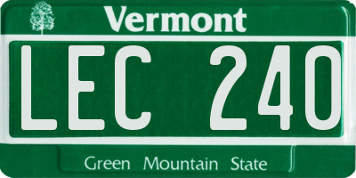 VT license plate LEC240