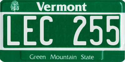 VT license plate LEC255