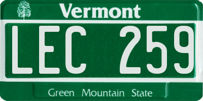 VT license plate LEC259
