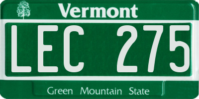 VT license plate LEC275