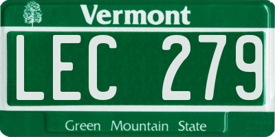 VT license plate LEC279