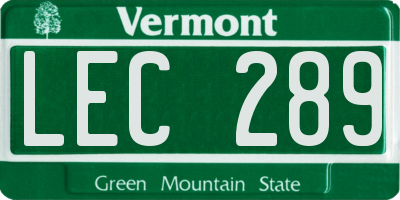 VT license plate LEC289