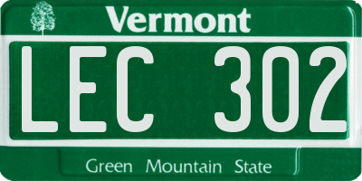 VT license plate LEC302