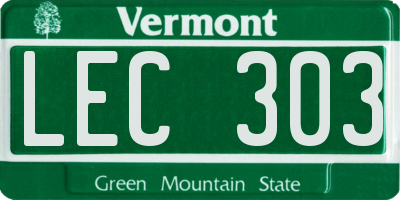 VT license plate LEC303