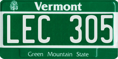 VT license plate LEC305