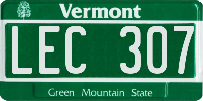 VT license plate LEC307