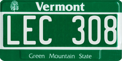 VT license plate LEC308