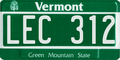 VT license plate LEC312