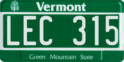 VT license plate LEC315