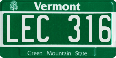 VT license plate LEC316