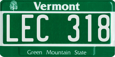 VT license plate LEC318