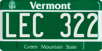 VT license plate LEC322