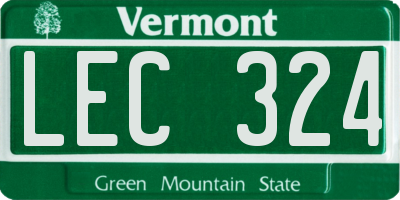 VT license plate LEC324