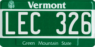 VT license plate LEC326