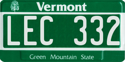 VT license plate LEC332
