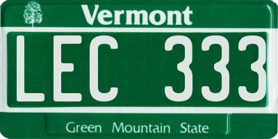 VT license plate LEC333
