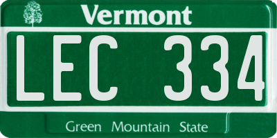 VT license plate LEC334
