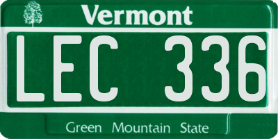 VT license plate LEC336
