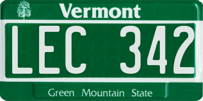 VT license plate LEC342